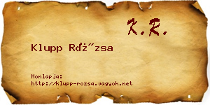 Klupp Rózsa névjegykártya